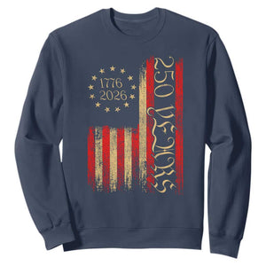 250 Years America Flag Sweatshirt 250th Anniversary USA TS10 Navy Print Your Wear