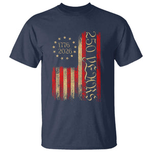 250 Years America Flag T Shirt 250th Anniversary USA TS10 Navy Print Your Wear