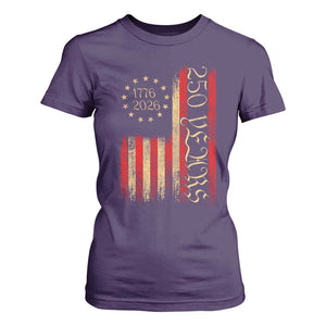 250 Years America Flag T Shirt For Women 250th Anniversary USA TS10 Purple Print Your Wear