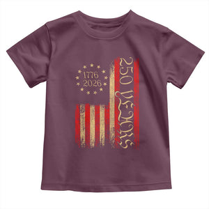 250 Years America Flag Toddler T Shirt 250th Anniversary USA TS10 Maroon Print Your Wear