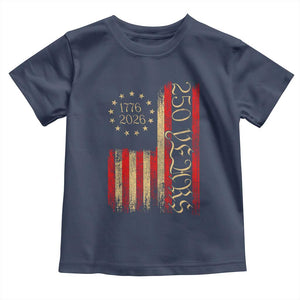 250 Years America Flag Toddler T Shirt 250th Anniversary USA TS10 Navy Print Your Wear