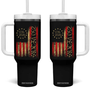 250 Years America Flag Tumbler With Handle 250th Anniversary USA TS10 One Size: 40 oz Black Print Your Wear