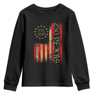 250 Years America Flag Youth Sweatshirt 250th Anniversary USA TS10 Black Print Your Wear