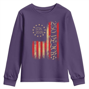 250 Years America Flag Youth Sweatshirt 250th Anniversary USA TS10 Purple Print Your Wear