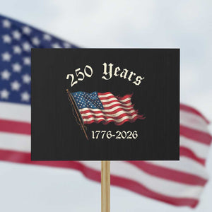 250 Years America Anniversary Protest Sign Retro 250th Independence Day Freedom USA Flag TS10 Horizontal 18" × 24" Black Print Your Wear
