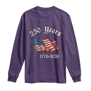 250 Years America Anniversary Long Sleeve Shirt Retro 250th Independence Day Freedom USA Flag TS10 Purple Print Your Wear