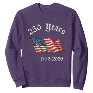 250 Years America Anniversary Sweatshirt Retro 250th Independence Day Freedom USA Flag TS10 Purple Print Your Wear