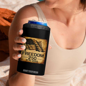 Freedom 250 Years America 4 in 1 Can Cooler Tumbler Retro Vintage 250th Anniversary USA TS10 Print Your Wear