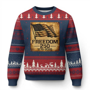 Freedom 250 Years America Ugly Christmas Sweater Retro Vintage 250th Anniversary USA TS10 Navy Red Print Your Wear