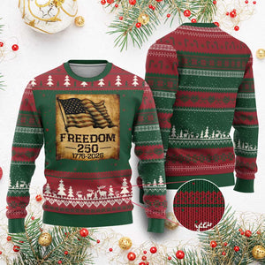 Freedom 250 Years America Ugly Christmas Sweater Retro Vintage 250th Anniversary USA TS10 Red Green Print Your Wear