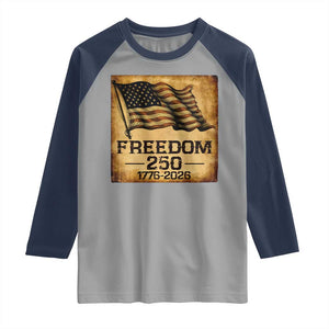 Freedom 250 Years America Raglan Shirt Retro Vintage 250th Anniversary USA TS10 Sport Gray Navy Print Your Wear