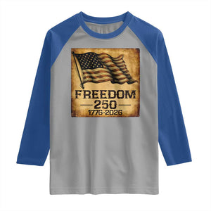 Freedom 250 Years America Raglan Shirt Retro Vintage 250th Anniversary USA TS10 Sport Gray Royal Print Your Wear