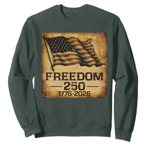Freedom 250 Years America Sweatshirt Retro Vintage 250th Anniversary USA TS10 Dark Forest Green Print Your Wear