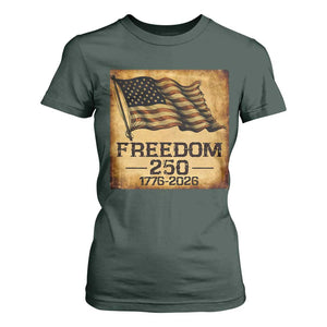 Freedom 250 Years America T Shirt For Women Retro Vintage 250th Anniversary USA TS10 Dark Forest Green Print Your Wear