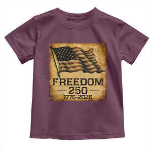 Freedom 250 Years America Toddler T Shirt Retro Vintage 250th Anniversary USA TS10 Maroon Print Your Wear