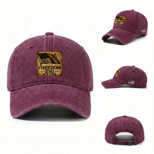 Freedom 250 Years America Washed Cotton Baseball Cap Retro Vintage 250th Anniversary USA TS10 Washed Cap Universal Fit Burgundy Print Your Wear