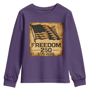 Freedom 250 Years America Youth Sweatshirt Retro Vintage 250th Anniversary USA TS10 Purple Print Your Wear