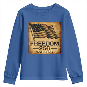 Freedom 250 Years America Youth Sweatshirt Retro Vintage 250th Anniversary USA TS10 Royal Blue Print Your Wear