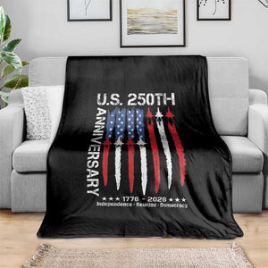 250th American Anniversary Throw Blanket 250 Years America USA Flag Fighter Jets Patriotic Veterans TS10 Print Your Wear