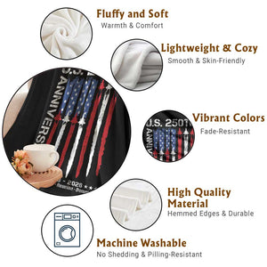 250th American Anniversary Throw Blanket 250 Years America USA Flag Fighter Jets Patriotic Veterans TS10 Print Your Wear