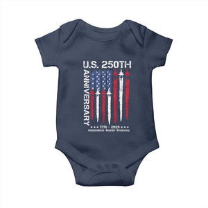 250th American Anniversary Baby Onesie 250 Years America USA Flag Fighter Jets Patriotic Veterans TS10 Navy Print Your Wear