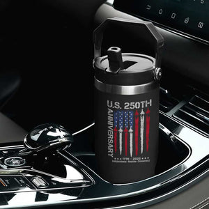 250th American Anniversary Flip Straw Tumbler 250 Years America USA Flag Fighter Jets Patriotic Veterans TS10 Print Your Wear