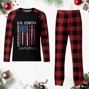 250th American Anniversary Plaid Pajama Set 250 Years America USA Flag Fighter Jets Patriotic Veterans TS10 Buffalo Plaid Print Your Wear
