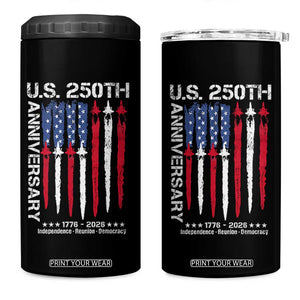 250th American Anniversary 4 in 1 Can Cooler Tumbler 250 Years America USA Flag Fighter Jets Patriotic Veterans TS10 One Size: 16 oz Black Print Your Wear