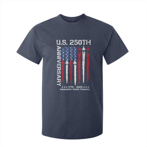250th American Anniversary T Shirt For Kid 250 Years America USA Flag Fighter Jets Patriotic Veterans TS10 Navy Print Your Wear