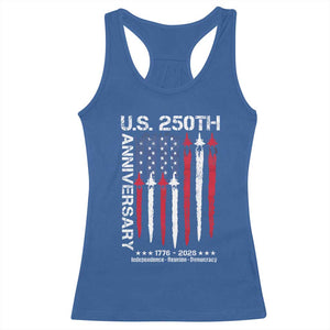 250th American Anniversary Racerback Tank Top 250 Years America USA Flag Fighter Jets Patriotic Veterans TS10 Royal Blue Print Your Wear