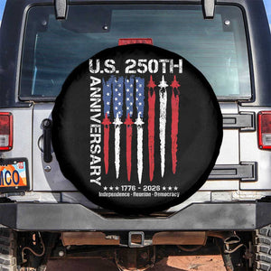 250th American Anniversary Spare Tire Cover 250 Years America USA Flag Fighter Jets Patriotic Veterans TS10 No hole Black Print Your Wear