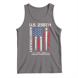 250th American Anniversary Tank Top 250 Years America USA Flag Fighter Jets Patriotic Veterans TS10 Deep Heather Print Your Wear