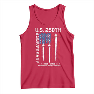 250th American Anniversary Tank Top 250 Years America USA Flag Fighter Jets Patriotic Veterans TS10 Red Print Your Wear