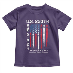 250th American Anniversary Toddler T Shirt 250 Years America USA Flag Fighter Jets Patriotic Veterans TS10 Purple Print Your Wear