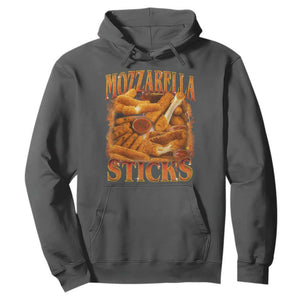 Mozzarella Sticks Hoodie Funny Foodie Meme Snack Lover Vintage 90s TS10 Dark Heather Print Your Wear