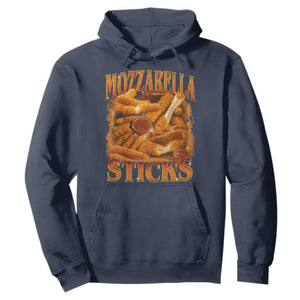 Mozzarella Sticks Hoodie Funny Foodie Meme Snack Lover Vintage 90s TS10 Navy Print Your Wear