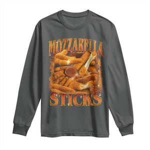Mozzarella Sticks Long Sleeve Shirt Funny Foodie Meme Snack Lover Vintage 90s TS10 Dark Heather Print Your Wear