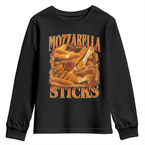 Mozzarella Sticks Youth Sweatshirt Funny Foodie Meme Snack Lover Vintage 90s TS10 Black Print Your Wear