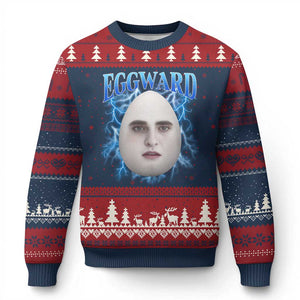 Eggward Ugly Christmas Sweater Funny Unhinged Meme Gen Z Humor Bootleg Graphic TS10 Navy Red Print Your Wear