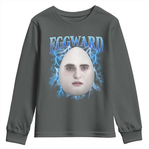 Eggward Youth Sweatshirt Funny Unhinged Meme Gen Z Humor Bootleg Graphic TS10 Dark Heather Print Your Wear
