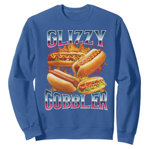 Glizzy Gobbler Sweatshirt Vintage Hot Dog Meme Funny Foodie Gen Z TS10 Royal Blue Print Your Wear