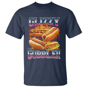Glizzy Gobbler T Shirt Vintage Hot Dog Meme Funny Foodie Gen Z TS10 Navy Print Your Wear