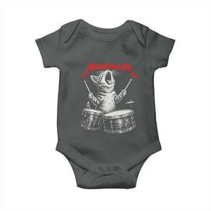 Rock On Vintage Drummer Cat Baby Onesie Vintage 90s 80s Band Style Gift for Cat Owners TS10 Dark Heather Print Your Wear