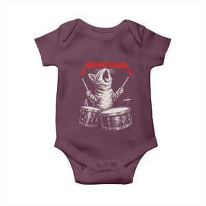 Rock On Vintage Drummer Cat Baby Onesie Vintage 90s 80s Band Style Gift for Cat Owners TS10 Maroon Print Your Wear