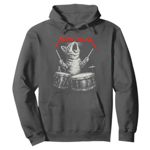Rock On Vintage Drummer Cat Hoodie Vintage 90s 80s Band Style Gift for Cat Owners TS10 Dark Heather Print Your Wear