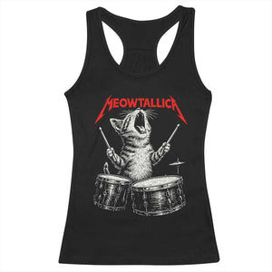 Rock On Vintage Drummer Cat Racerback Tank Top Vintage 90s 80s Band Style Gift for Cat Owners TS10 Black Print Your Wear