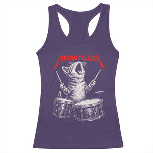 Rock On Vintage Drummer Cat Racerback Tank Top Vintage 90s 80s Band Style Gift for Cat Owners TS10 Purple Print Your Wear