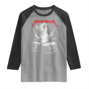 Rock On Vintage Drummer Cat Raglan Shirt Vintage 90s 80s Band Style Gift for Cat Owners TS10 Sport Gray Black Print Your Wear