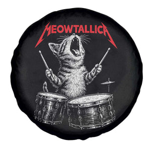 Rock On Vintage Drummer Cat Spare Tire Cover Vintage 90s 80s Band Style Gift for Cat Owners TS10 Print Your Wear