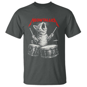 Rock On Vintage Drummer Cat T Shirt Vintage 90s 80s Band Style Gift for Cat Owners TS10 Dark Heather Print Your Wear